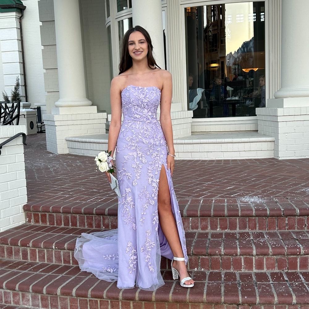 Strapless Sherri Hill No. 53345 Lilac Size 0